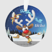Grappig rendier glurend Kerstmeme Ornament (voorkant)