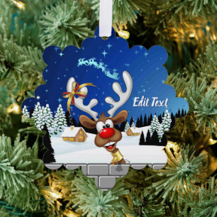 Grappig rendier glurend Kerstmeme Ornament Kaart