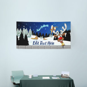 Grappig rendier glurend Kerstmeme Spandoek