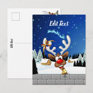 Grappig rendier gluurt Kerstmis meme Briefkaart
