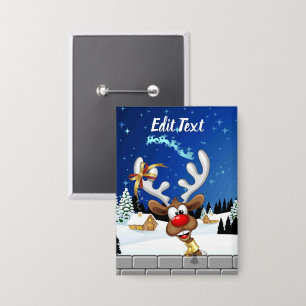 Grappig rendier gluurt Kerstmis meme Button