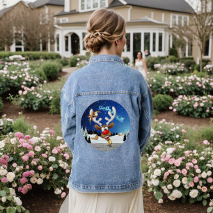 Grappig rendier gluurt Kerstmis meme Denim Jacket