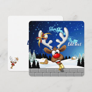 Grappig rendier gluurt Kerstmis meme Feestdagenkaart