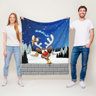 Grappig rendier gluurt Kerstmis meme Fleece Deken