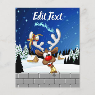 Grappig rendier gluurt Kerstmis meme Flyer