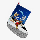 Grappig rendier gluurt Kerstmis meme Grote Kerstsok (Voorkant (Hangend))