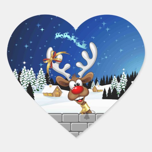 Grappig rendier gluurt Kerstmis meme Hart Sticker (Voorkant)