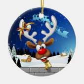 Grappig rendier gluurt Kerstmis meme Keramisch Ornament (Voorkant)