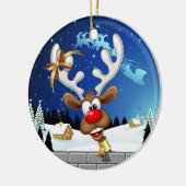 Grappig rendier gluurt Kerstmis meme Keramisch Ornament (Links)