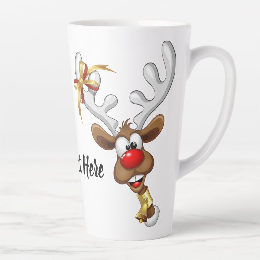 Grappig rendier gluurt Kerstmis meme Latte Mok (Rechts)