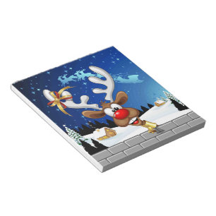 Grappig rendier gluurt Kerstmis meme Notitieblok