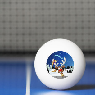 Grappig rendier gluurt Kerstmis meme Pingpongballen
