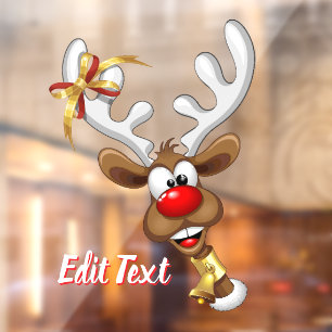 Grappig rendier gluurt Kerstmis meme Raamsticker