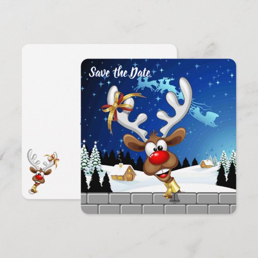 Grappig rendier gluurt Kerstmis meme Save The Date (Voorkant / Achterkant)