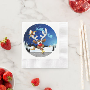 Grappig rendier gluurt Kerstmis meme Servet
