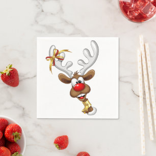Grappig rendier gluurt Kerstmis meme Servet