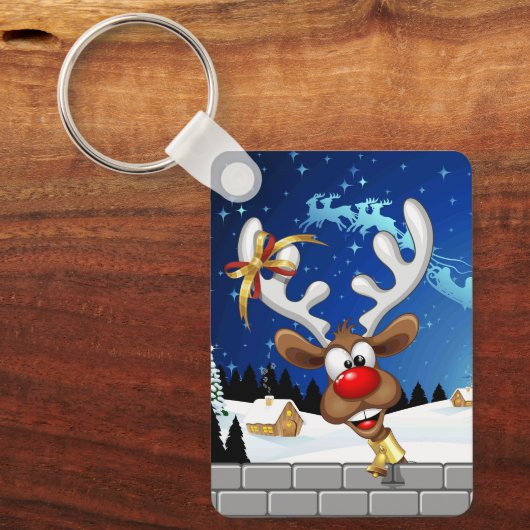 Grappig rendier gluurt Kerstmis meme Sleutelhanger (Voorkant)