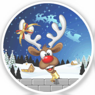 Grappig rendier gluurt Kerstmis meme Sticker
