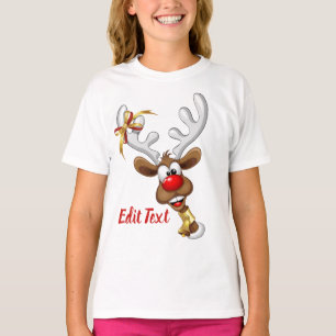 Grappig rendier gluurt Kerstmis meme T-shirt
