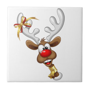 Grappig rendier gluurt Kerstmis meme Tegeltje
