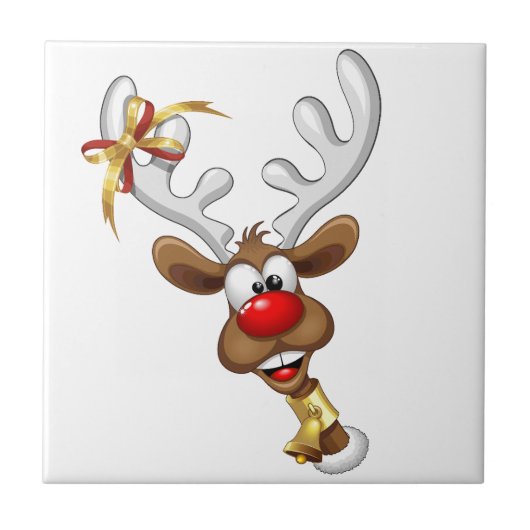 Grappig rendier gluurt Kerstmis meme Tegeltje (Voorkant)