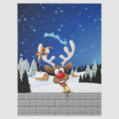 Grappig rendier gluurt Kerstmis meme Tissuepapier (Voorkant)