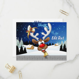 Grappig rendier gluurt Kerstmis meme Uitnodiging Briefkaart