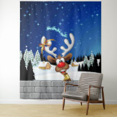 Grappig rendier gluurt Kerstmis meme Wandkleed (In situ)