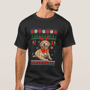 Grappig rendier Golden Retriever Lelijke Kerstmis  T-shirt