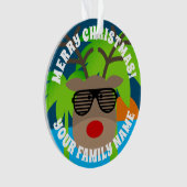 Grappig rendier met zonnebril tropische kerst ornament (voorkant)