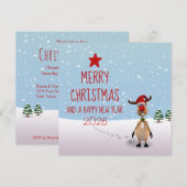 Grappig Rendier Nieuwjaarsboom 2025 Kerstmis Kaart (Voorkant / Achterkant)