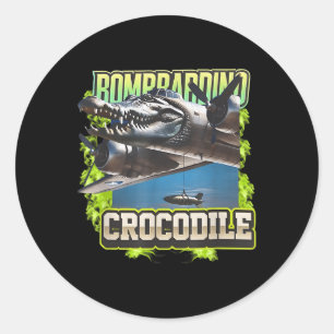 Grappig Reptiel Bombardiro Crocodilo Brain Rot, St Ronde Sticker