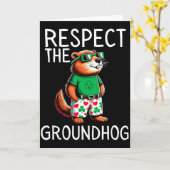 Grappig Respecteer De Grondhaas Ground Hog Day Gra Kaart (Gele Bloem)