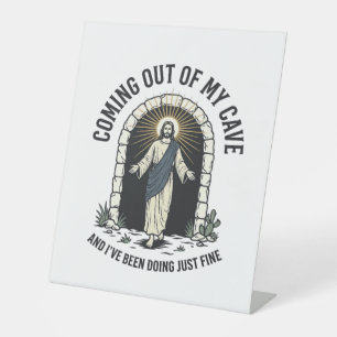 Grappig Resurrection Cave Citaat Vintage Gravure D Reclamebord Met Voetstuk