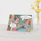 Grappig  Retro Cartoon Comic Verjaardag Kaart (Gele Bloem)