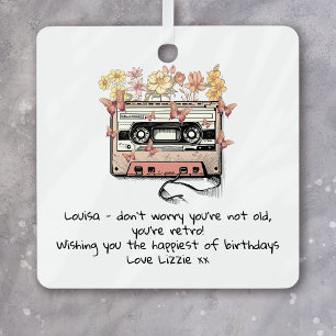 Grappig Retro Cassettebandje Verjaardag Metalen Ornament