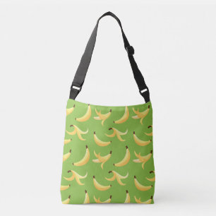 Grappig Retro Geel Banaan Patroon Feest Bewerkbaar Crossbody Tas