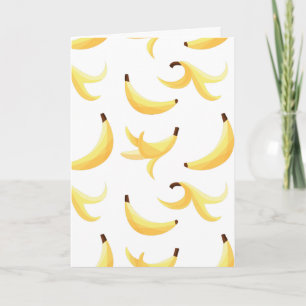 Grappig Retro Geel Banaan Patroon Feest Bewerkbaar Feestdagen Kaart
