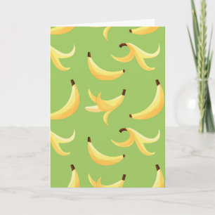 Grappig Retro Geel Banaan Patroon Feest Bewerkbaar Feestdagen Kaart