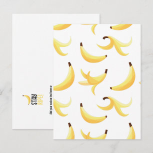 Grappig Retro Geel Banaan Patroon Feest Bewerkbaar Feestdagenkaart