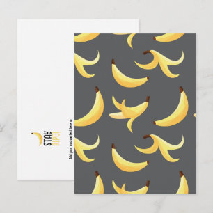 Grappig Retro Geel Banaan Patroon Feest Bewerkbaar Feestdagenkaart