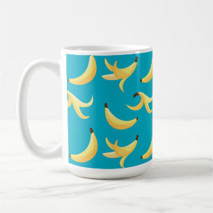 Grappig Retro Geel Banaan Patroon Feest Bewerkbaar Koffiemok