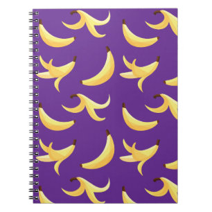 Grappig Retro Geel Banaan Patroon Feest Bewerkbaar Notitieboek