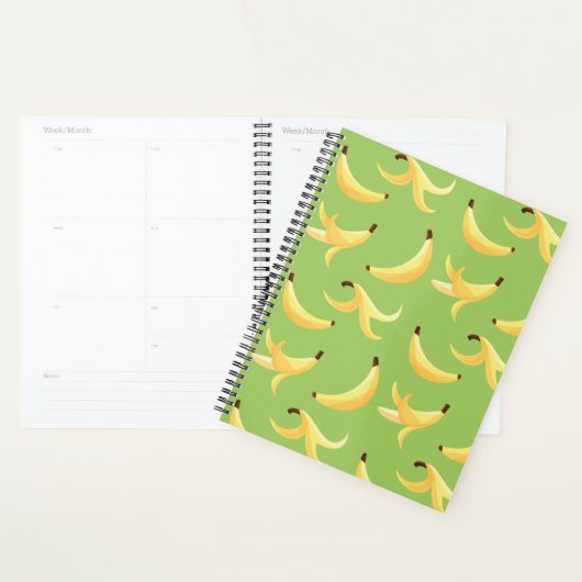 Grappig Retro Geel Banaan Patroon Feest Bewerkbaar Planner (Display)
