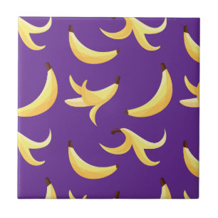 Grappig Retro Geel Banaan Patroon Feest Bewerkbaar Tegeltje