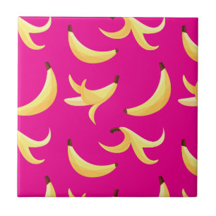 Grappig Retro Geel Banaan Patroon Feest Bewerkbaar Tegeltje