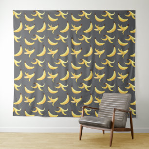 Grappig Retro Geel Banaan Patroon Feest Bewerkbaar Wandkleed