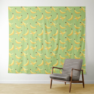 Grappig Retro Geel Banaan Patroon Feest Bewerkbaar Wandkleed