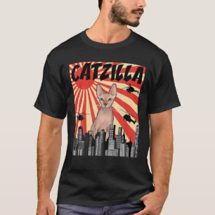 Grappig Retro Japans Catzilla Sphynx Cat T Shirt
