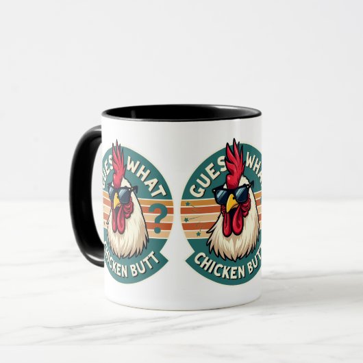 Grappig retro kip kont grap ontwerp mok (Voorkant links)